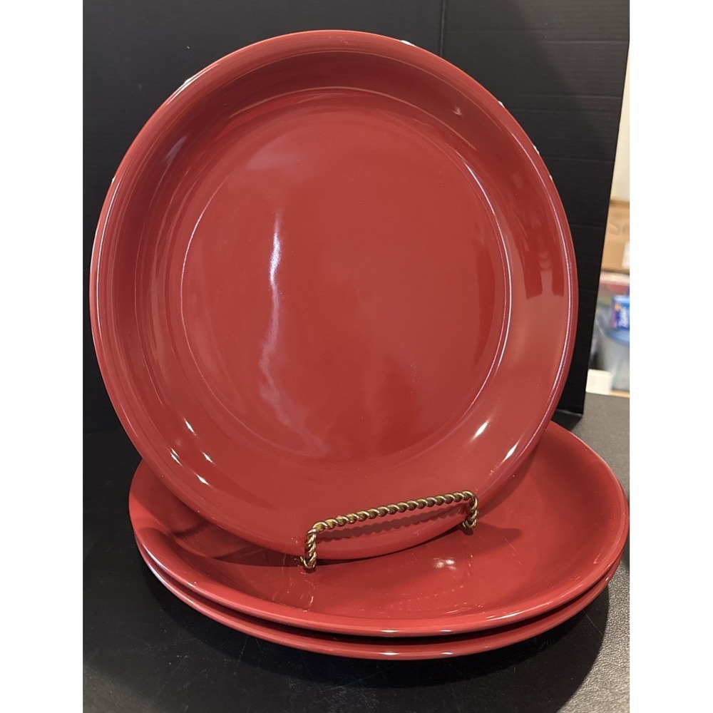 Mainstays Red Stoneware Stackables Dinner Plates Plate‎ Set Of 3